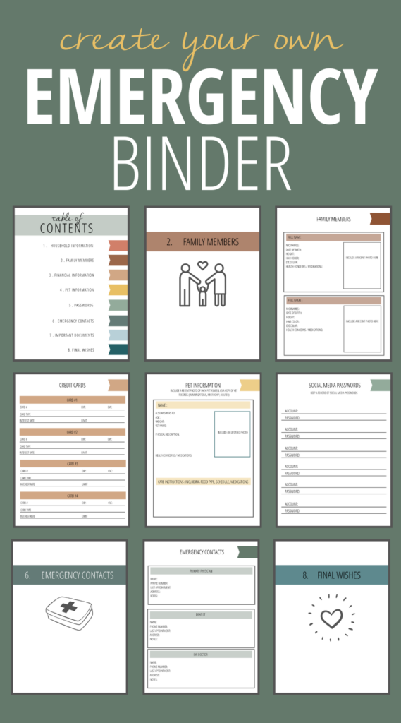 Emergency Preparedness Binder Printables